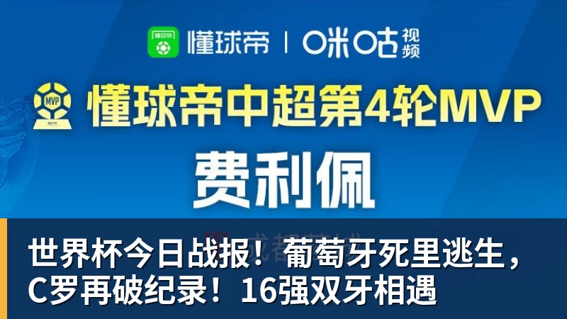 米兰体育世界杯今日战报！葡萄牙死里逃生，C罗再破纪录！16强双牙相遇